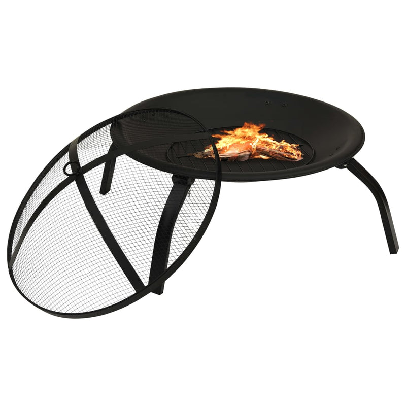 2-in-1 Fire Pit and BBQ with Poker 22x22x19.3 Steel