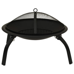 2-in-1 Fire Pit and BBQ with Poker 22x22x19.3 Steel