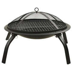 2-in-1 Fire Pit and BBQ with Poker 22x22x19.3 Steel