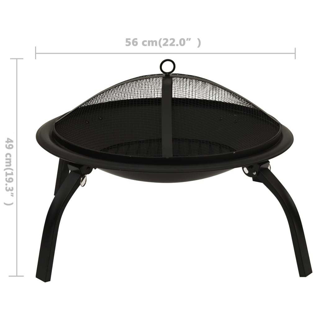 2-in-1 Fire Pit and BBQ with Poker 22x22x19.3 Steel