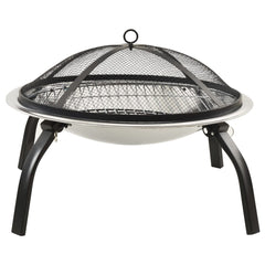 2-in-1 Fire Pit and BBQ with Poker 22x22x19.3 Stainless Steel