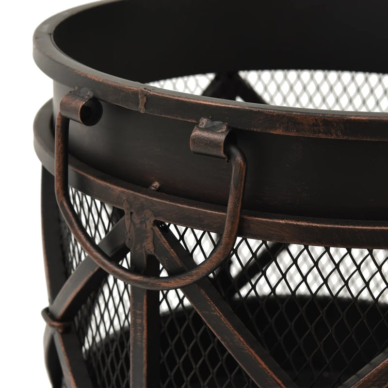 Rustic Steel Fire Pit with Poker – 16.5"x21.3" Durable Outdoor Fireplace