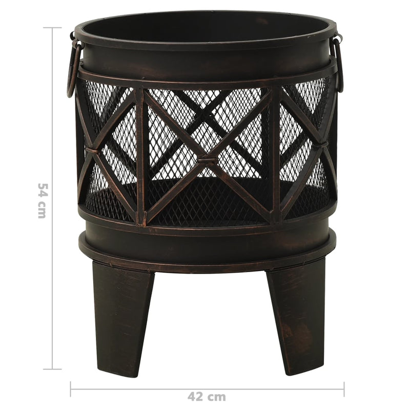 Rustic Steel Fire Pit with Poker – 16.5"x21.3" Durable Outdoor Fireplace