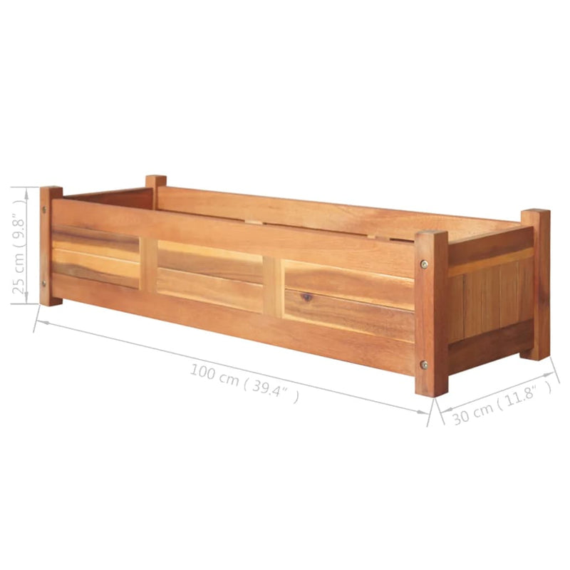 Garden Raised Beds 2 Pcs Acacia Wood 39.4 x 11.8 x 9.8 Inches