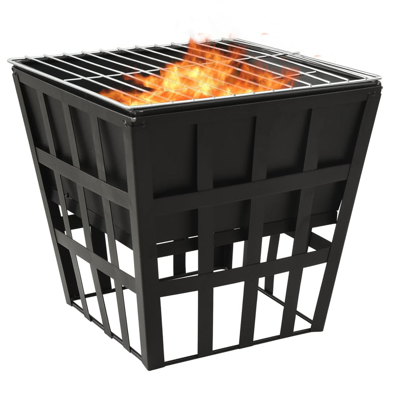 2-in-1 Fire Pit and BBQ 13.4x13.4x18.9 Steel