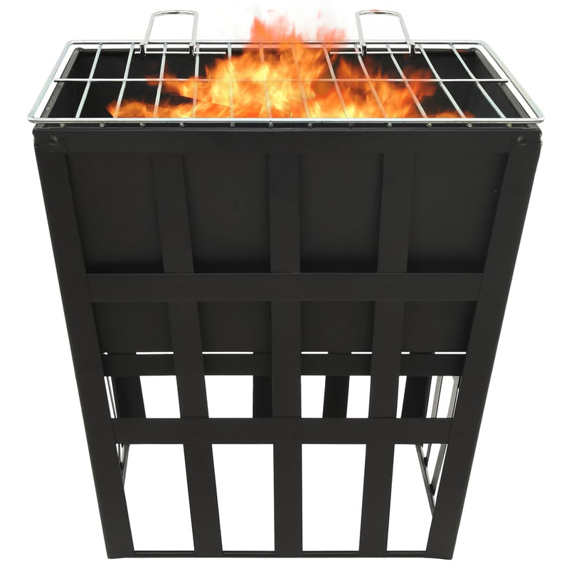 2-in-1 Fire Pit and BBQ 13.4x13.4x18.9 Steel