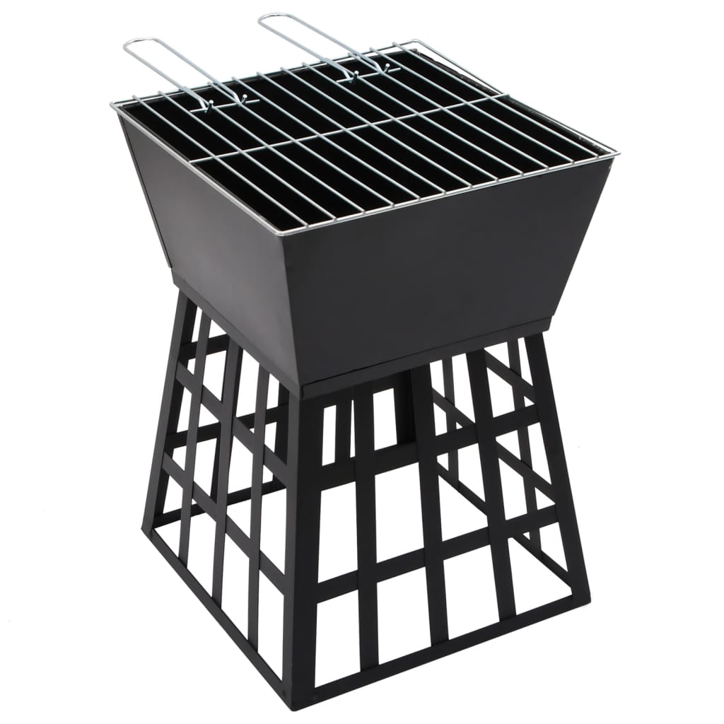 2-in-1 Fire Pit and BBQ 13.4x13.4x18.9 Steel