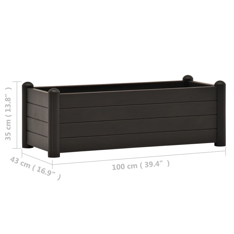 Garden Raised Bed PP Anthracite 39.4x16.9x13.8