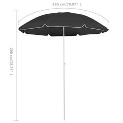 Garden Parasol with Steel Pole Anthracite 70.9 in Durable Outdoor Umbrella