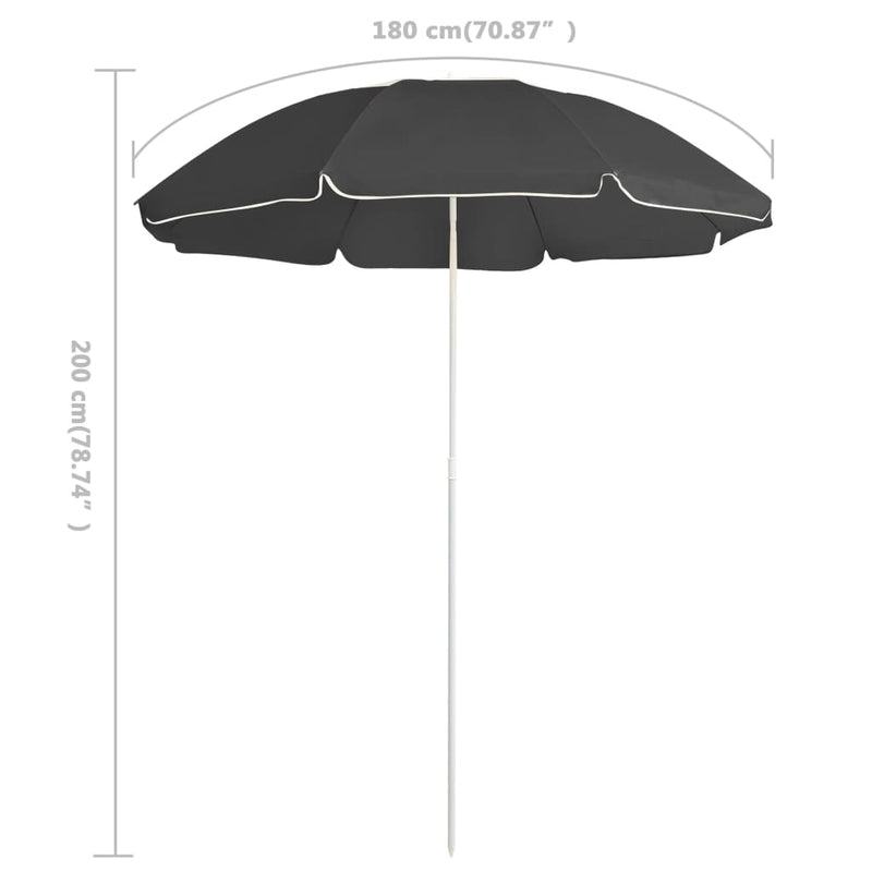 Durable Anthracite Garden Parasol with Steel Pole 70.9 Inches Ideal for Patio Use