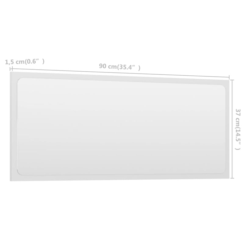 White Bathroom Mirror 35.4x0.6x14.6 Engineered Wood