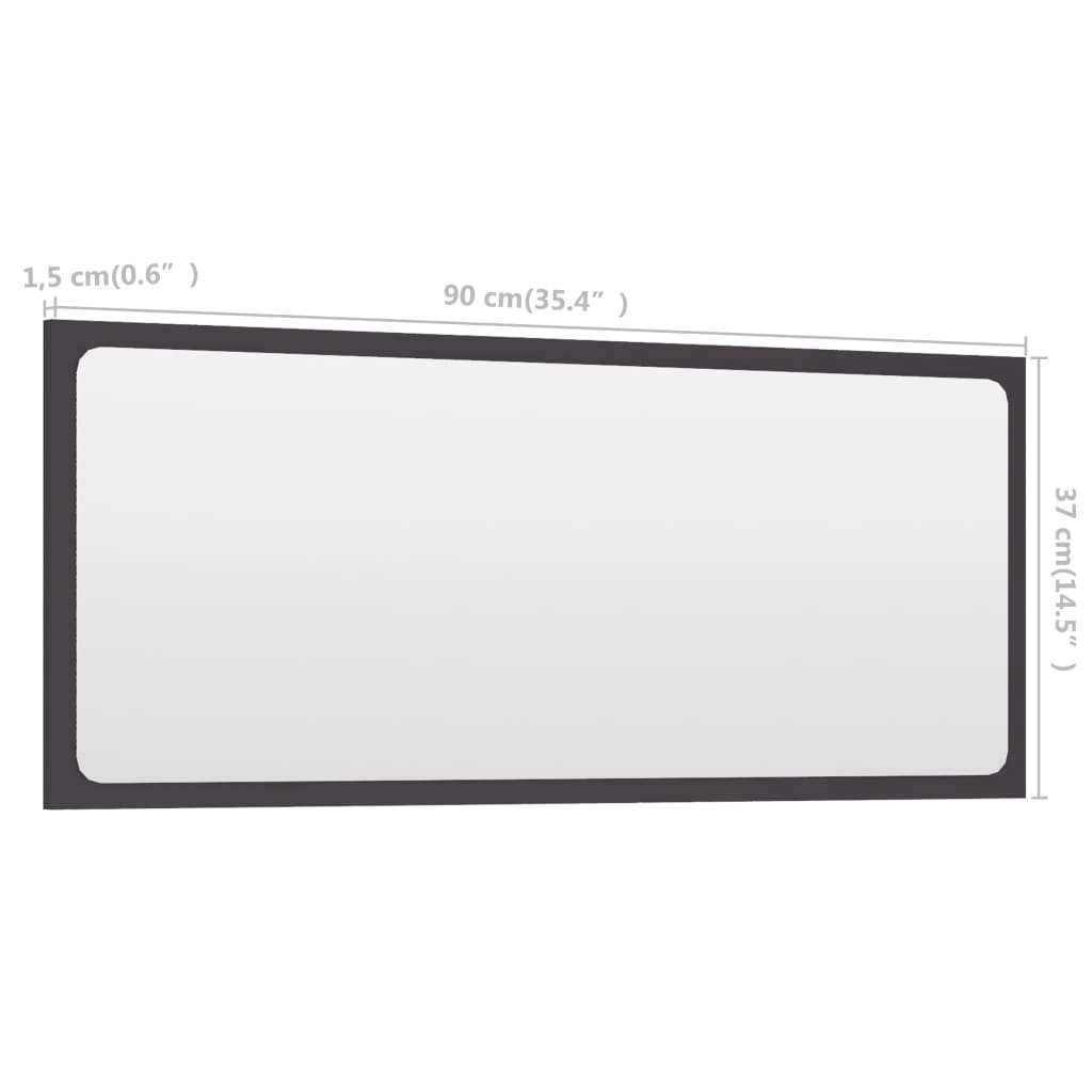 Bathroom Mirror Gray 35.4x0.6x14.6 Engineered Wood