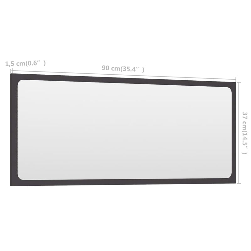 Bathroom Mirror Gray 35.4x0.6x14.6 Engineered Wood