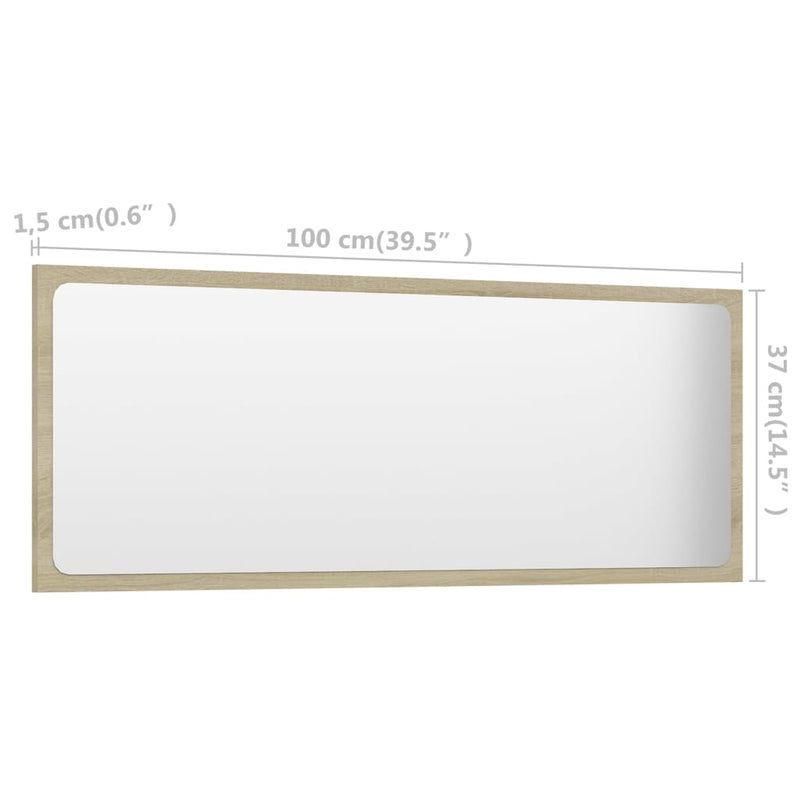 Sonoma Oak Engineered Wood Bathroom Mirror 39.4x0.6x14.6