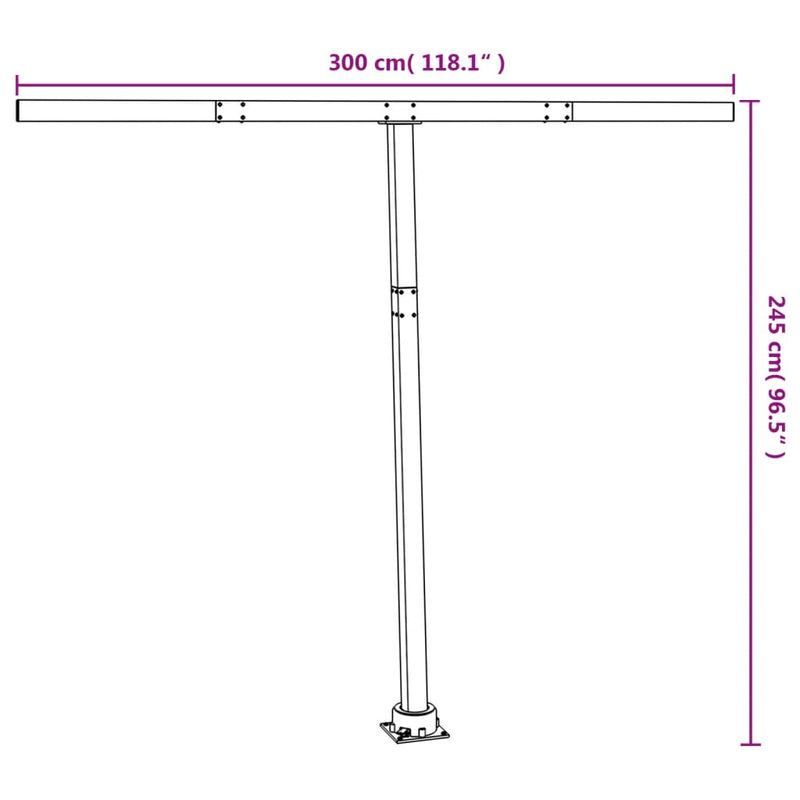 White Awning Post Set 118.1 x 96.5 Inches