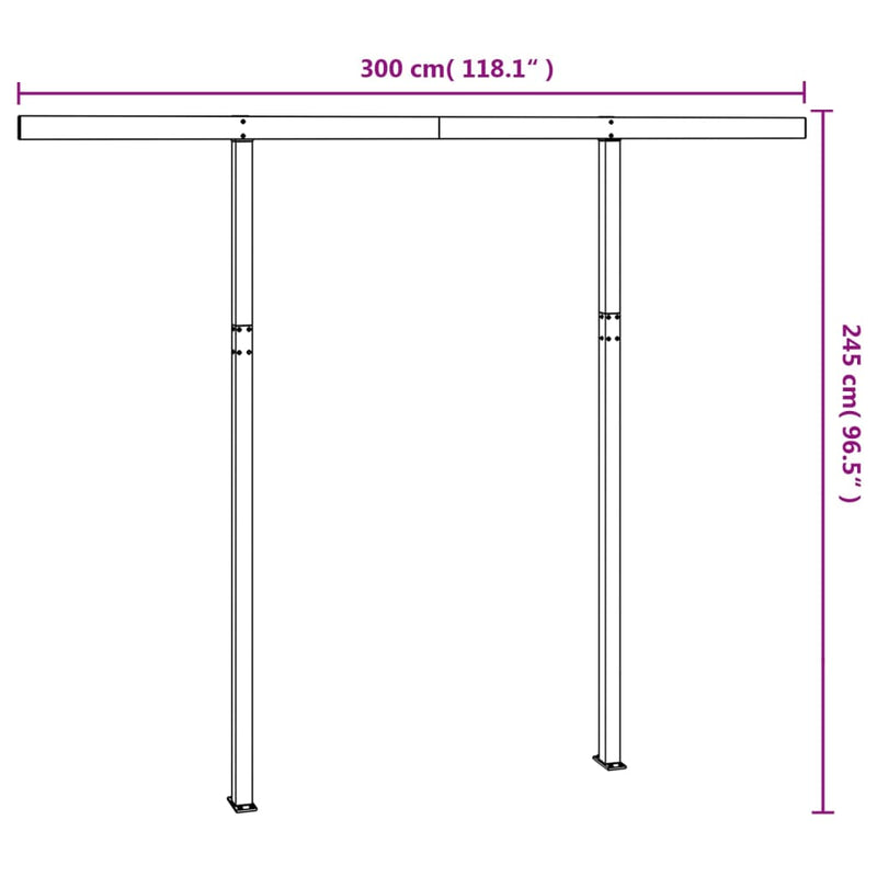 White Iron Awning Post Set 118.1 x 96.5 Inches Sturdy Support for Outdoor Structures