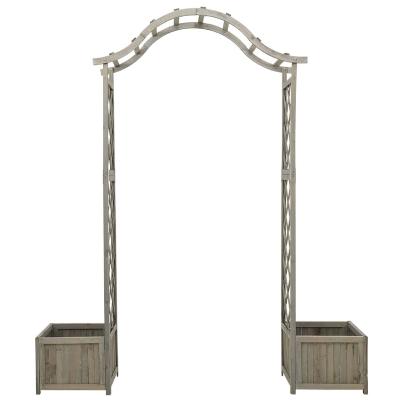 Gray Solid Firwood Garden Pergola with Built-in Planter