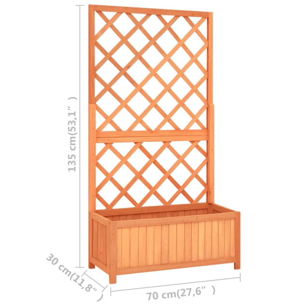 Brown Garden Trellis Planter 27.6 x 11.8 x 53.1 Inches Made of Solid Firwood