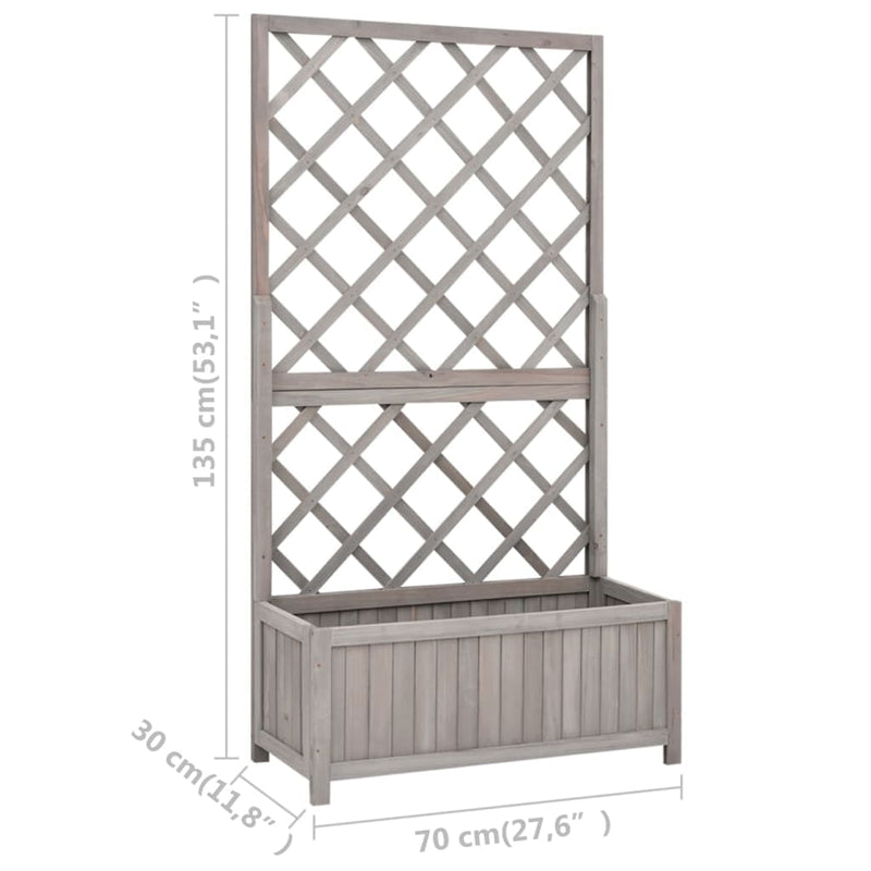 Gray Garden Trellis Planter 27.6 x 11.8 x 53.1 Inches