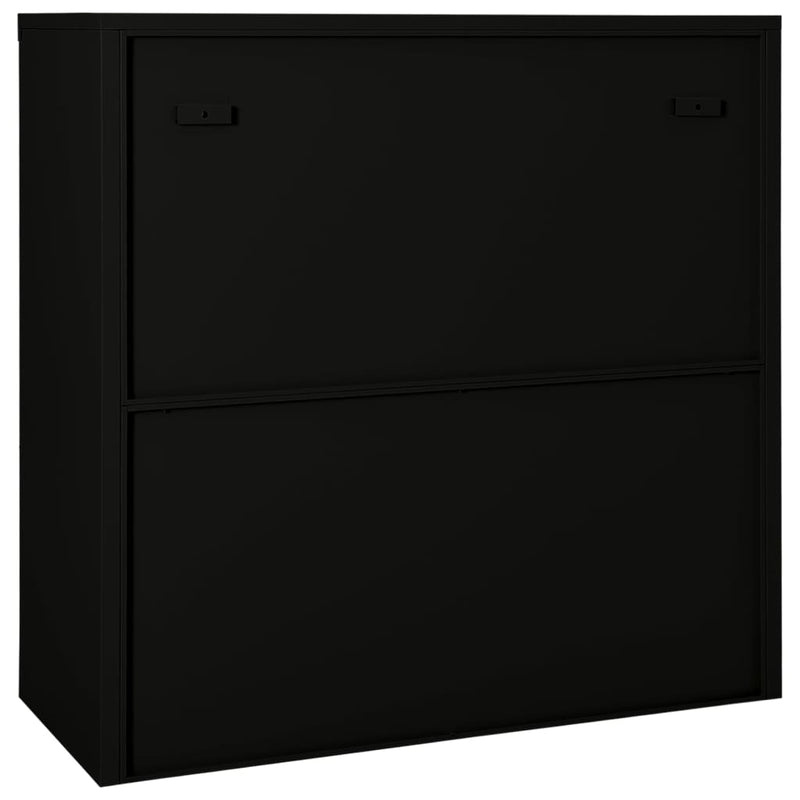 Steel Sliding Door Cabinet Black 35.4x15.7x35.4