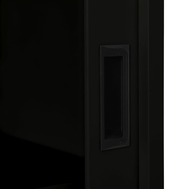 Steel Sliding Door Cabinet Black 35.4x15.7x35.4