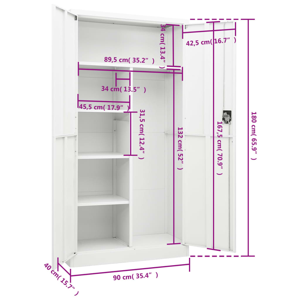 White Locker Cabinet 35.4x15.7x70.9 Steel