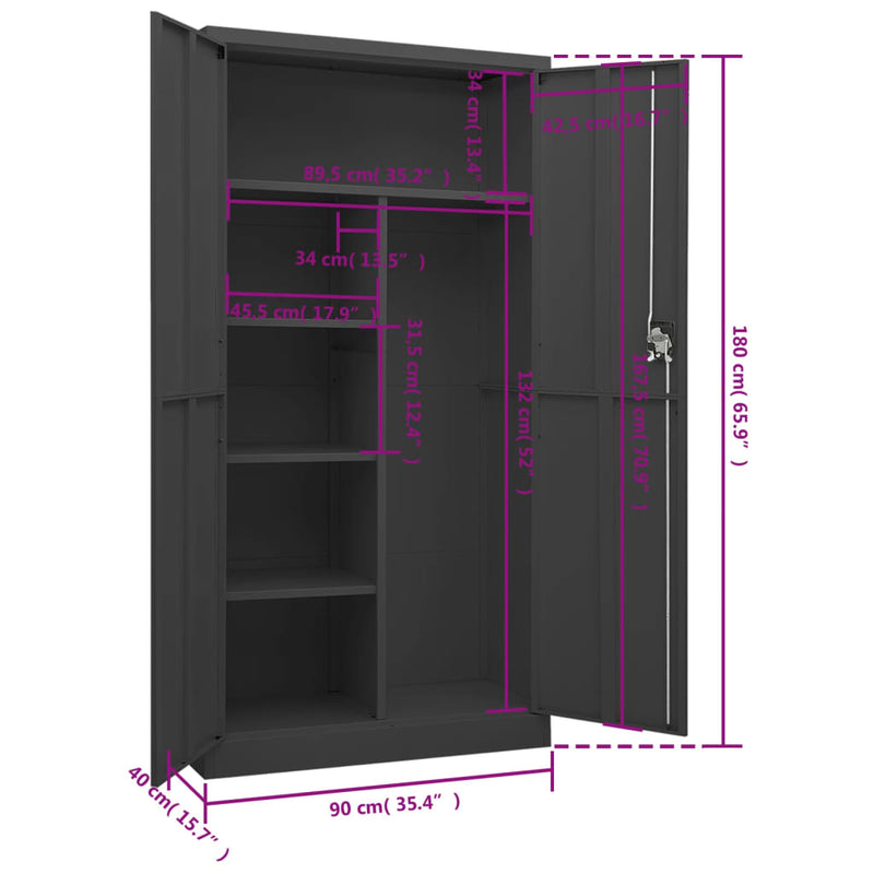 Steel Locker Cabinet Anthracite 35.4x15.7x70.9