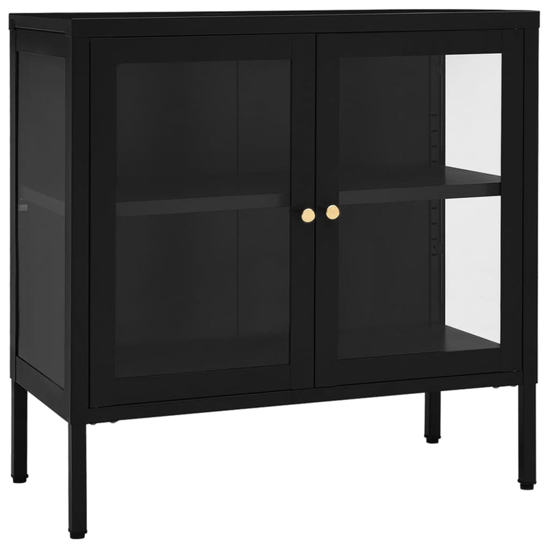 Sideboard Black 27.6x13.8x27.6 Steel and Glass