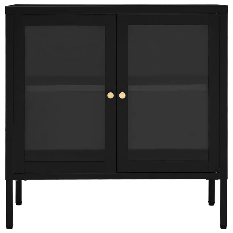 Sideboard Black 27.6x13.8x27.6 Steel and Glass