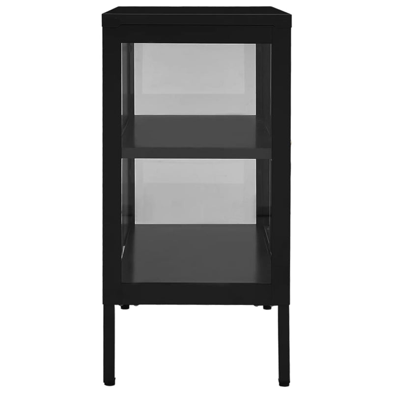 Sideboard Black 27.6x13.8x27.6 Steel and Glass