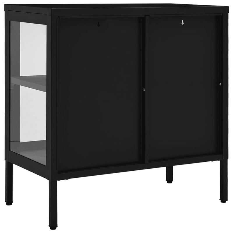 Sideboard Black 27.6x13.8x27.6 Steel and Glass