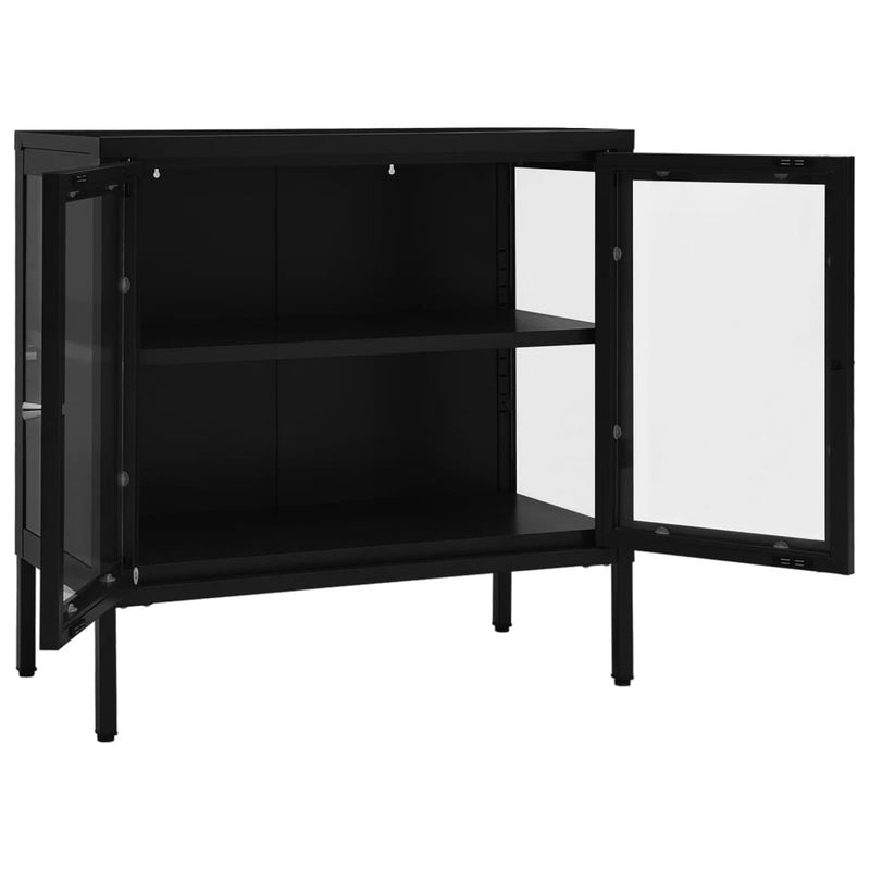 Sideboard Black 27.6x13.8x27.6 Steel and Glass