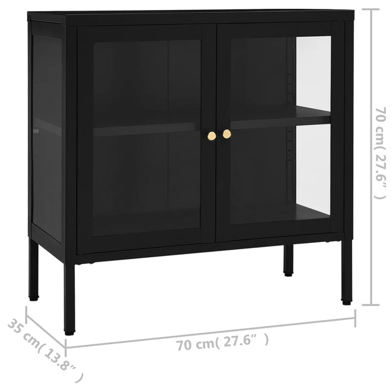 Sideboard Black 27.6x13.8x27.6 Steel and Glass