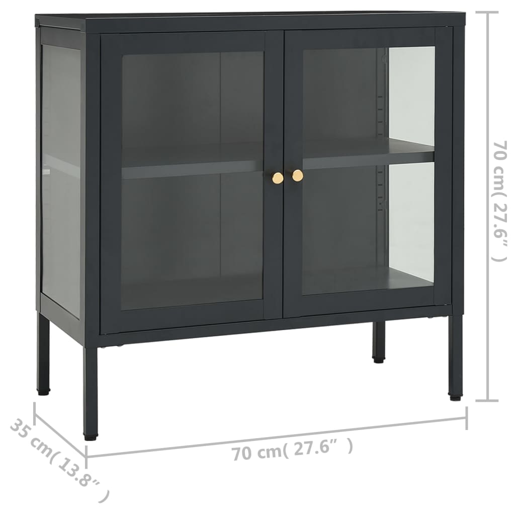 Anthracite Sideboard 27.6x13.8x27.6 Steel and Glass