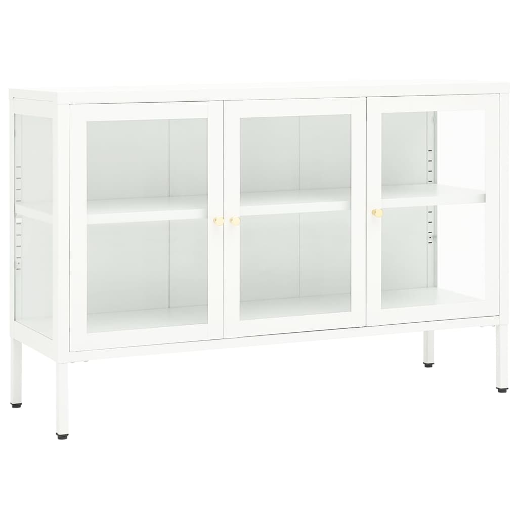 41.3x13.8x27.6 White Sideboard in Steel and Glass