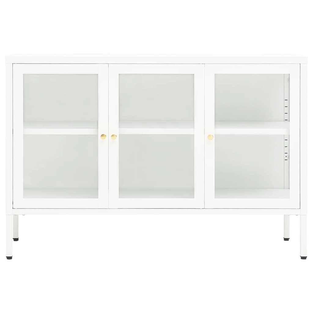 41.3x13.8x27.6 White Sideboard in Steel and Glass