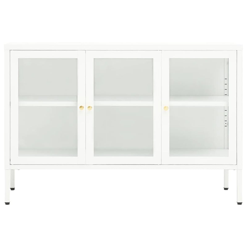 41.3x13.8x27.6 White Sideboard in Steel and Glass