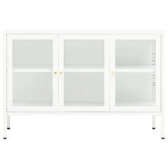 41.3x13.8x27.6 White Sideboard in Steel and Glass