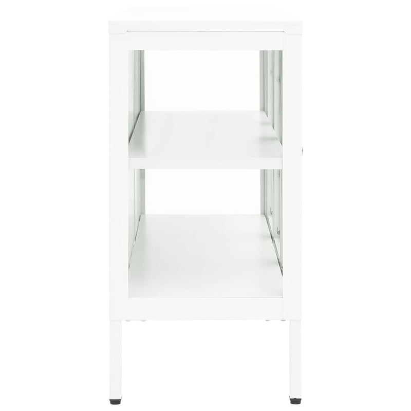 41.3x13.8x27.6 White Sideboard in Steel and Glass