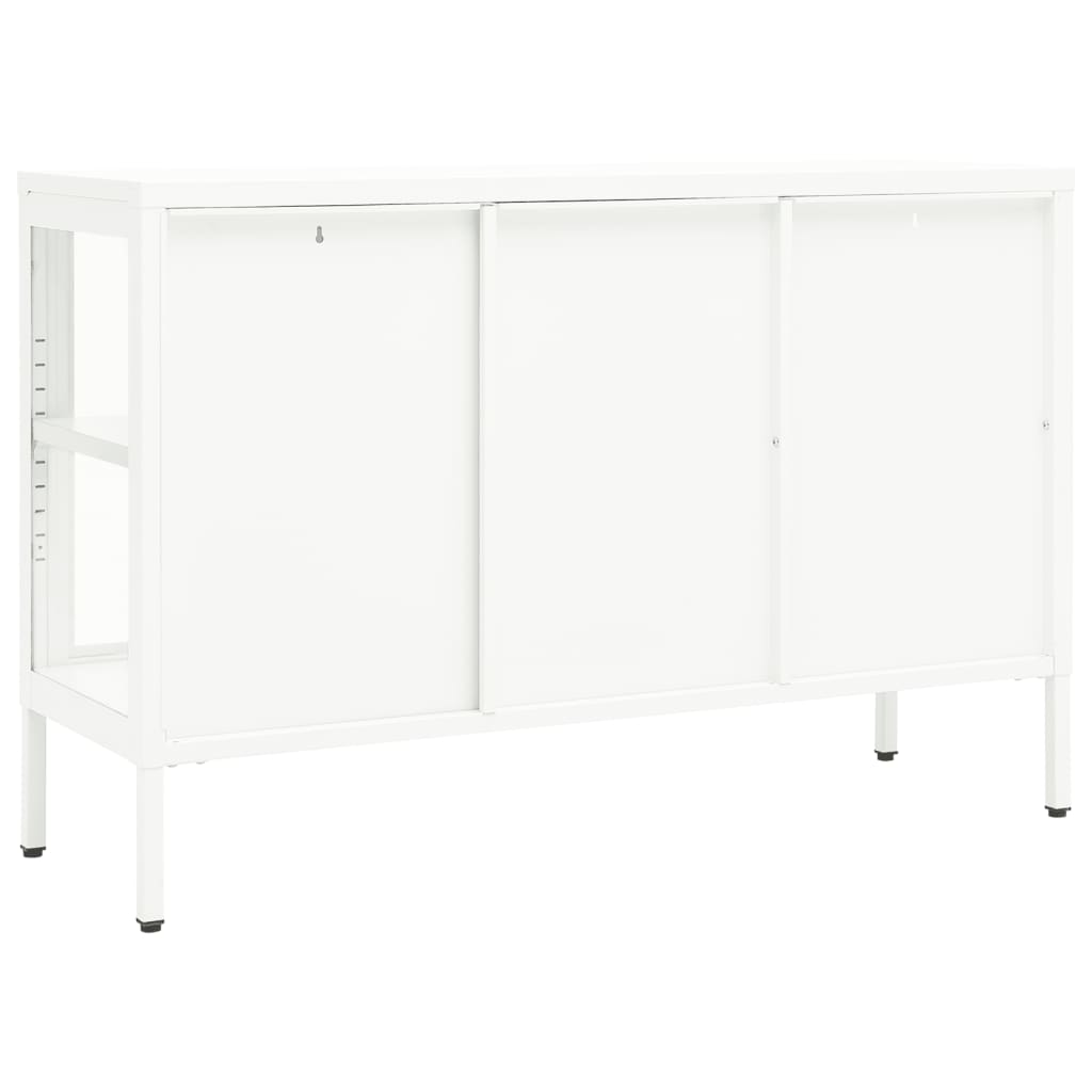 41.3x13.8x27.6 White Sideboard in Steel and Glass