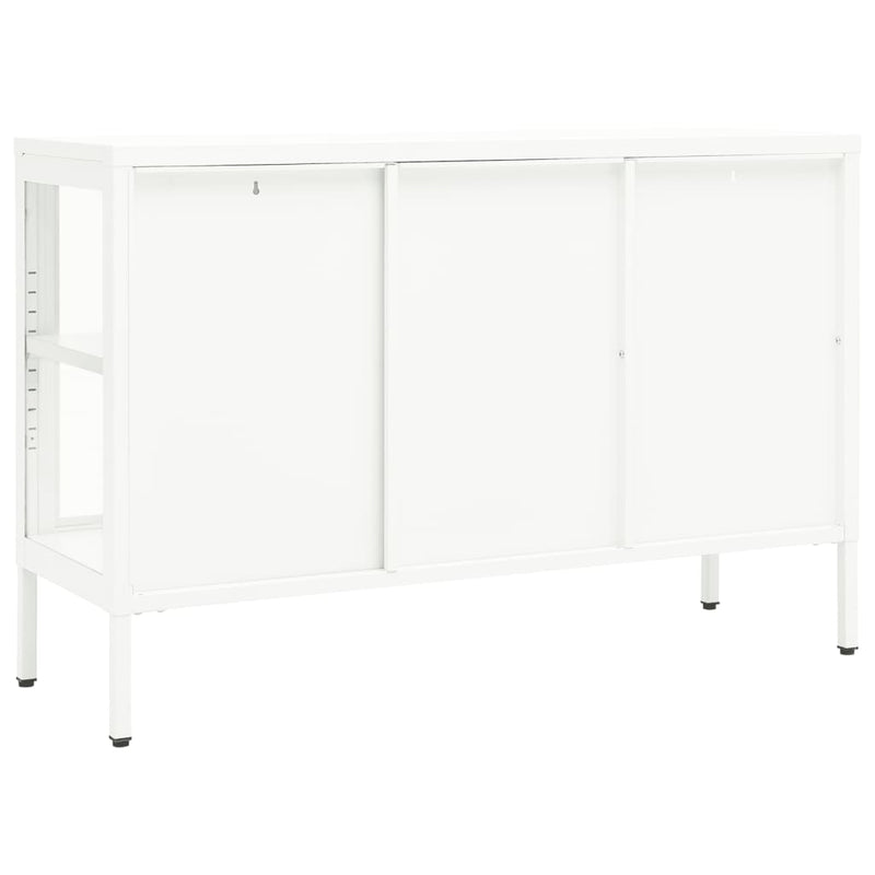 41.3x13.8x27.6 White Sideboard in Steel and Glass