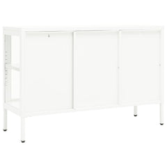 41.3x13.8x27.6 White Sideboard in Steel and Glass