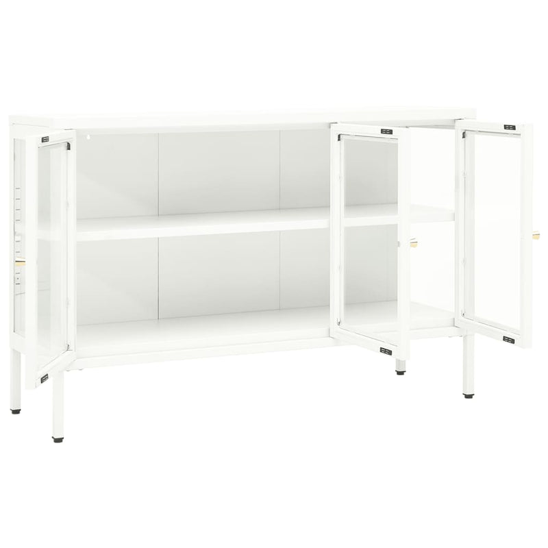 41.3x13.8x27.6 White Sideboard in Steel and Glass