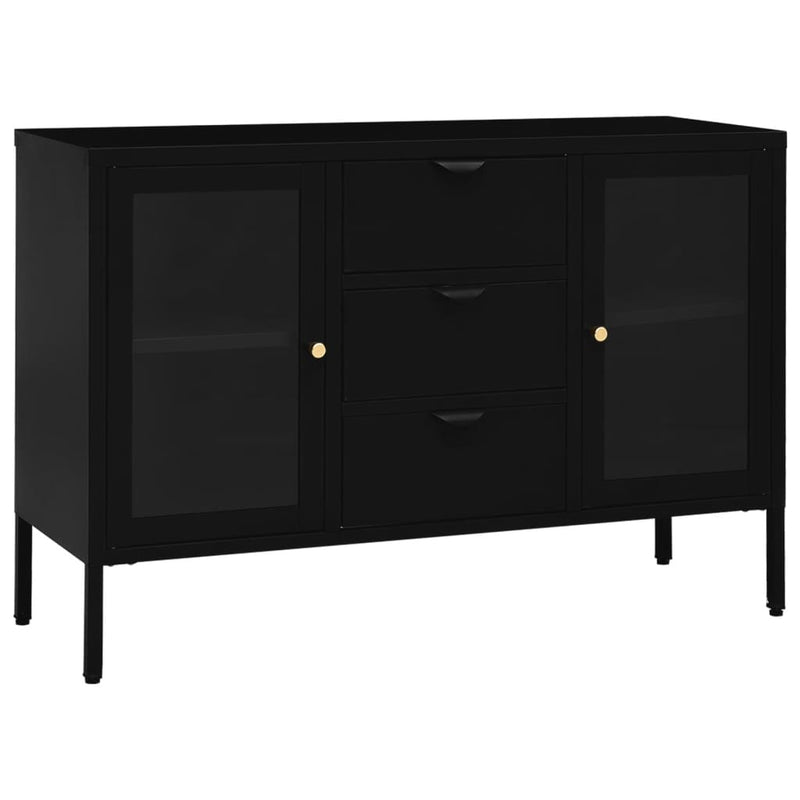 Sideboard Black 41.3x13.8x27.6 Steel and Tempered Glass