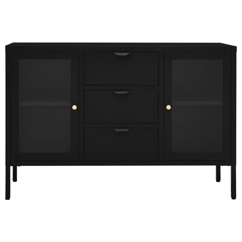 Sideboard Black 41.3x13.8x27.6 Steel and Tempered Glass