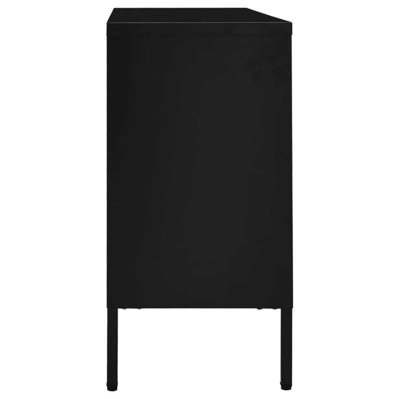 Sideboard Black 41.3x13.8x27.6 Steel and Tempered Glass