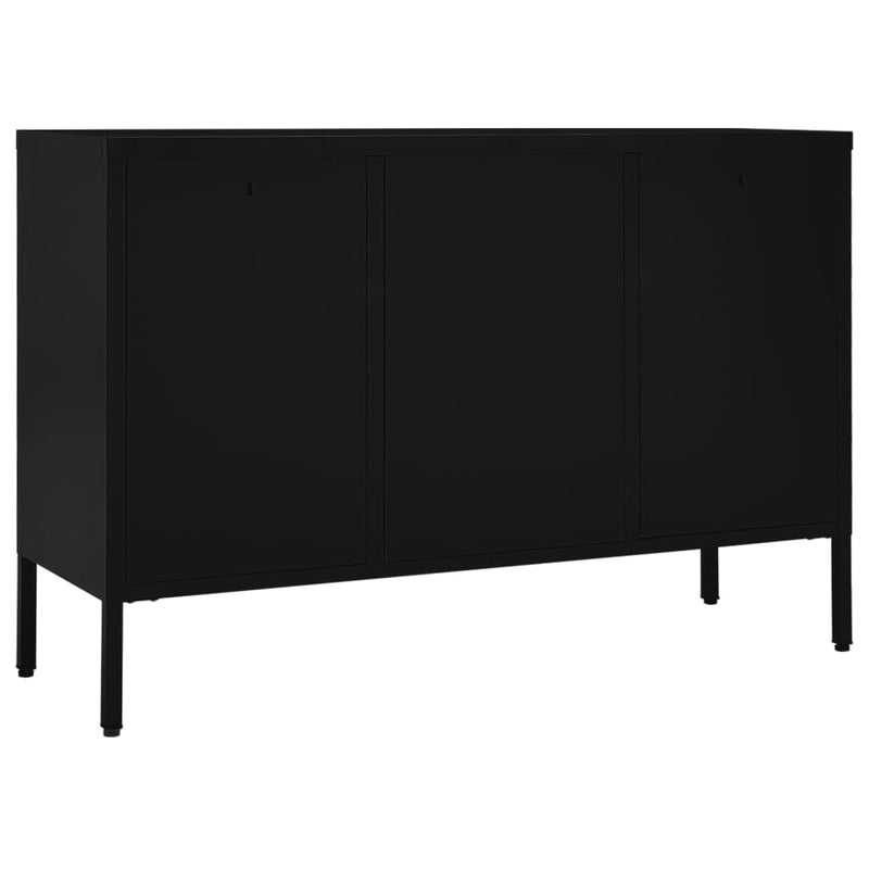 Sideboard Black 41.3x13.8x27.6 Steel and Tempered Glass