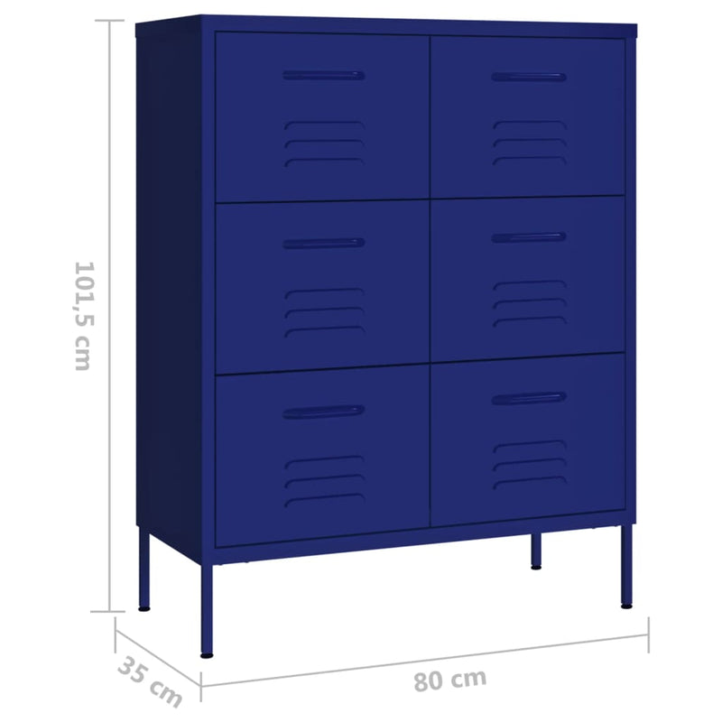 Drawer Cabinet in Navy Blue Steel 31.5x13.8x40