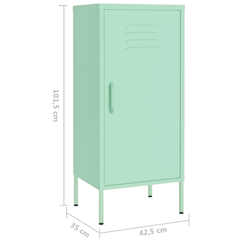 Mint Green Steel Storage Cabinet 16.7x13.8x40