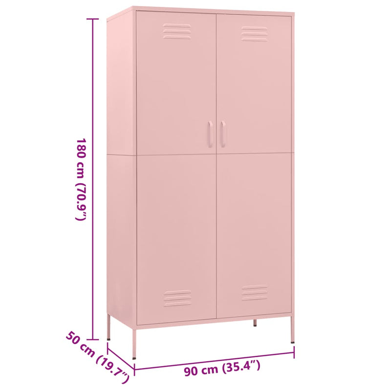 Wardrobe Pink 35.4x19.7x70.9 Steel